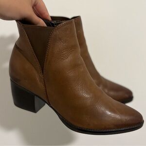 Luca Ferri Brown Leather Chunky‎ Heeled Fall Ankle Boots Size 8
